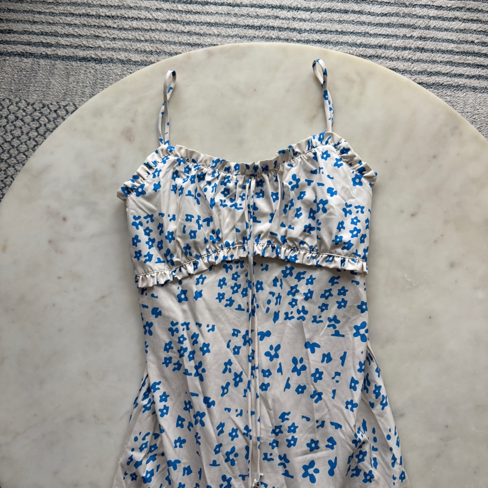 Shein - White and Blue Floral Maxi Dress